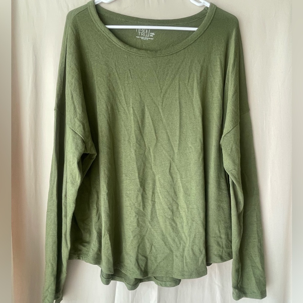 Time and Tru Olive Long Sleeve Top